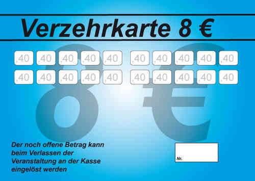 Verzehrkarte 8 EUR 40 Cent