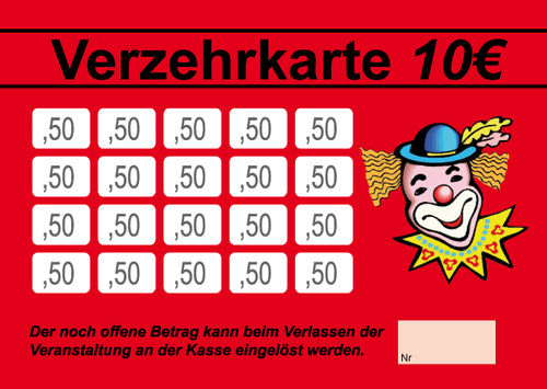 Verzehrkarte 10 EUR Karneval