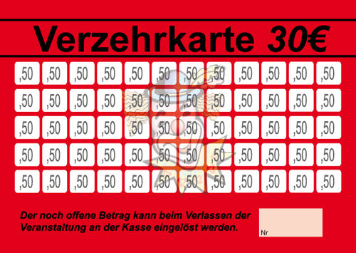 Verzehrkarte 30 EUR Karneval