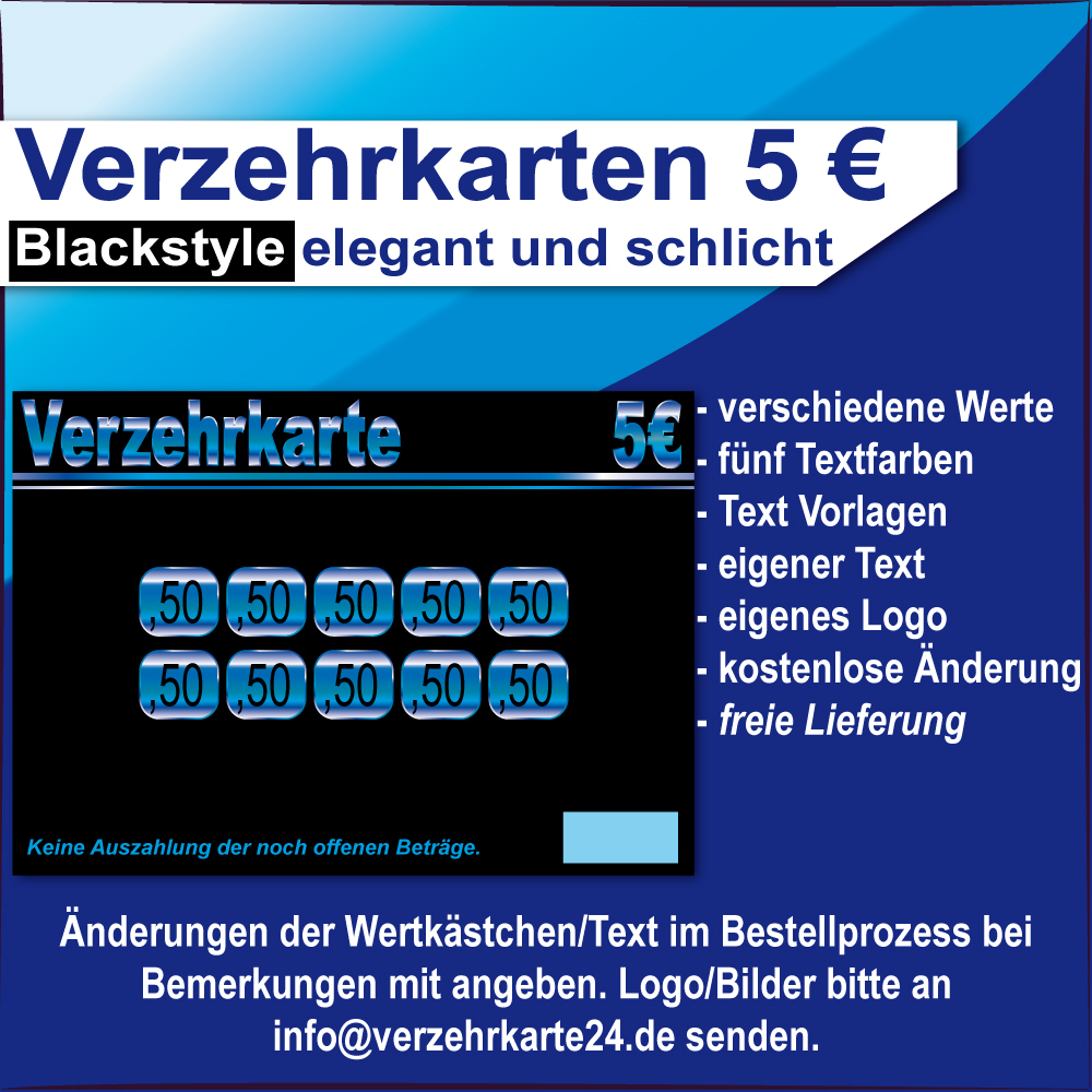 Verzehrkarten Blackstyle 5 EUR