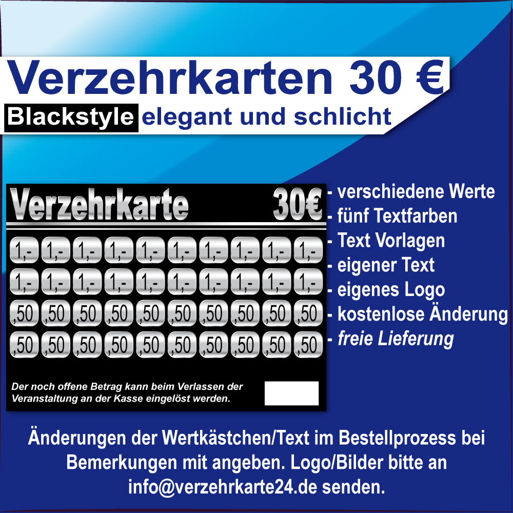 Verzehrkarten Blackstyle 30 EUR