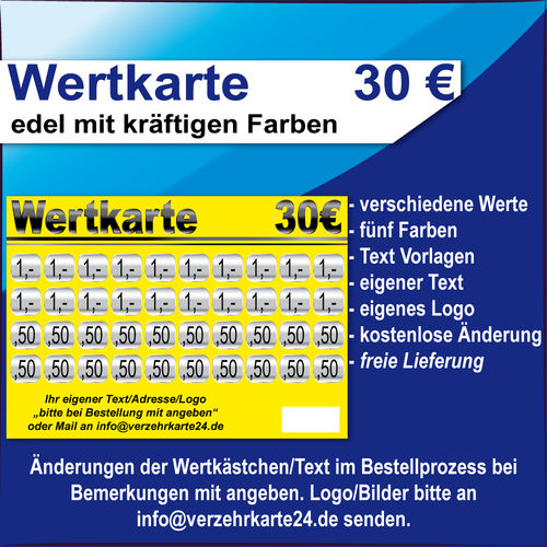 Wertkarte 30 EUR edel