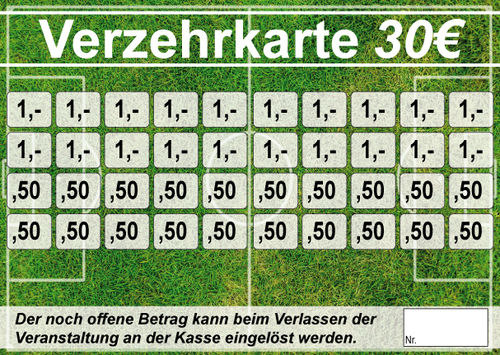 Verzehrkarten Fußball 30 EUR Feld