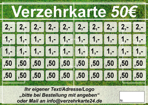 Verzehrkarten Fußball 50 EUR Feld